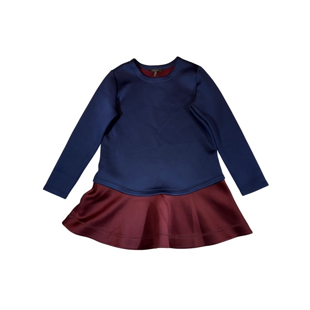 BCBGMAXAZRIA Navy Blue Burgundy Colorblock Block Dress Large